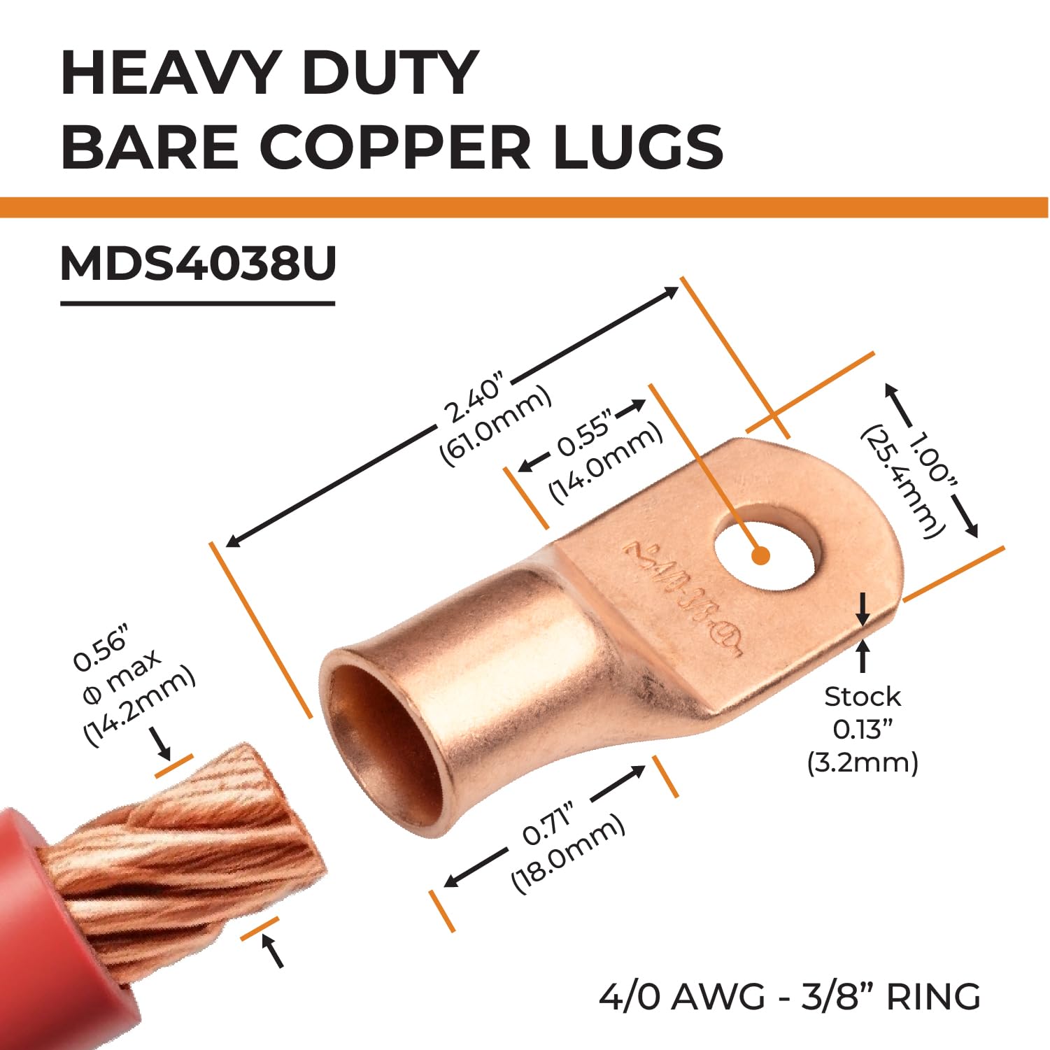 4 Gauge Wire Terminals 50 4 Gauge Ring 5/16" Hole Terminal BATTERY Lug Bare Copper Un Insulated Awg Ru5fhvvwvl5cxvzm 4 Gauge Ring Terminal - Foto 8