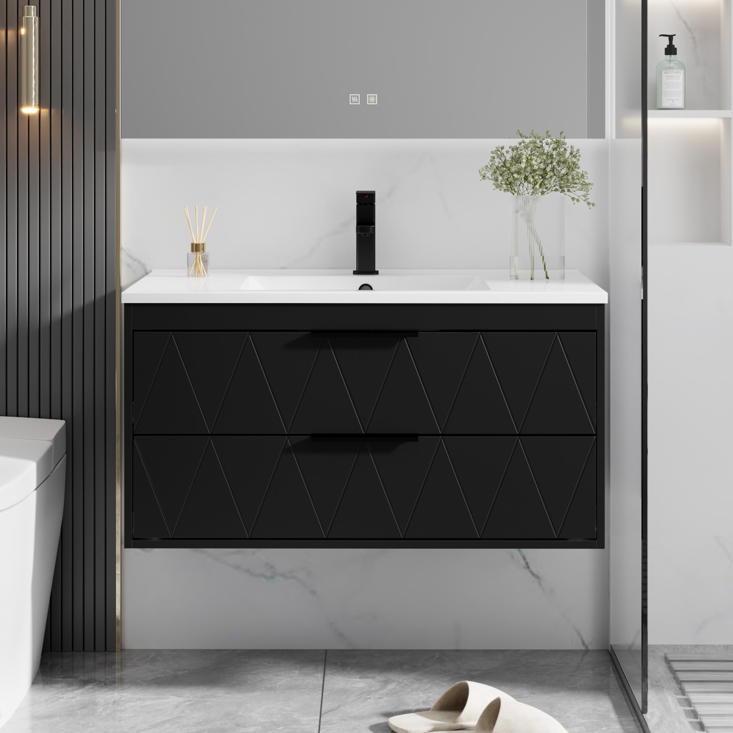 eclife 36 Inch Floating Bathroom Vanity with Sink Combo