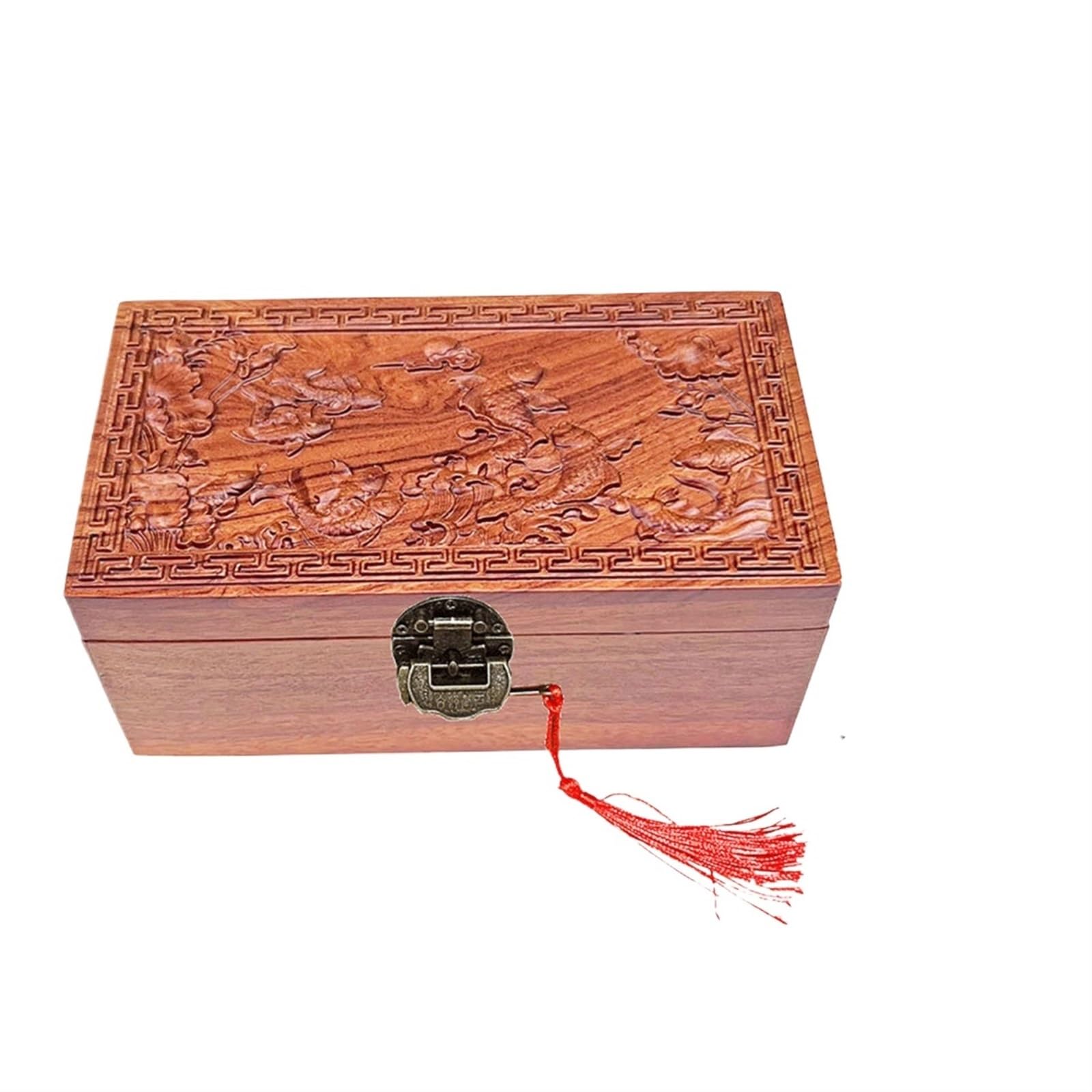 YShiuoL Wooden Storage Box Wooden Jewelry Box Vintage Multipurpose for Women Trinket Organizer Storage(22x12x10cm B)