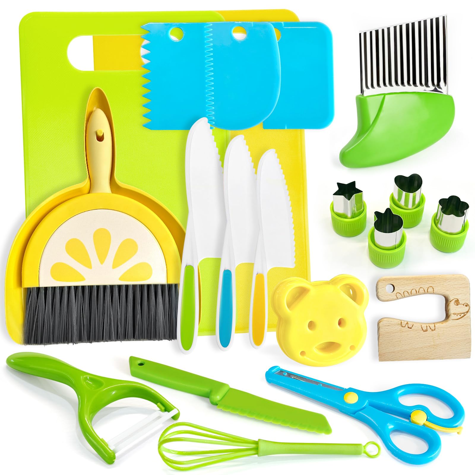 21 Pcs Kids Knife Set for Real Cooking Safe Kitchen Tools for Ages 4+