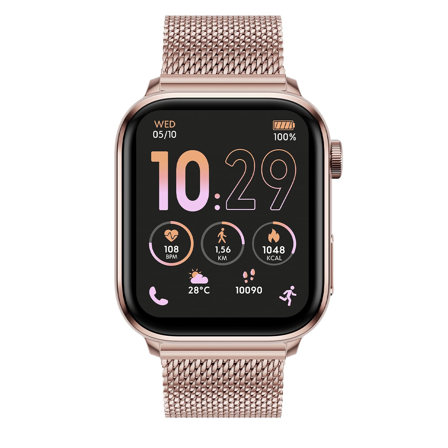 Ice-Watch - ICE smart 3.0 Rose gold Milanese 1.78 AMOLED GPS - Reloj de señora rectangular oro rosa con correa de metal - 024304 (1.78 pulgadas)