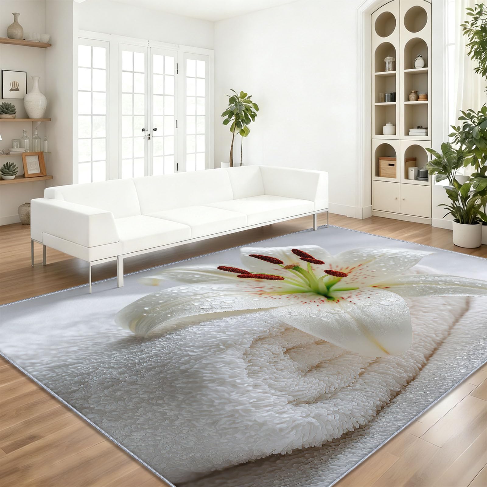 Lilie Blumen Spa Teppich rutschfest Wohnzimmer 80 x 150 cm