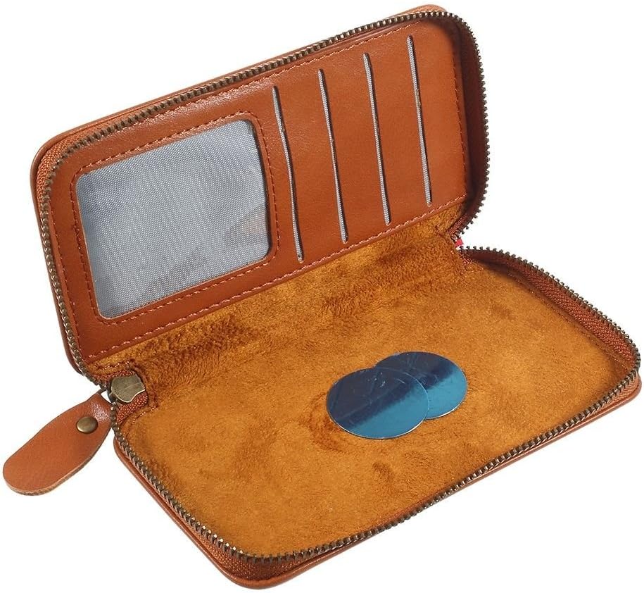 Executive Wallet Case with Magnetic Attachment and Zipper Closure for Energizer E242s+ (2024) - Brown