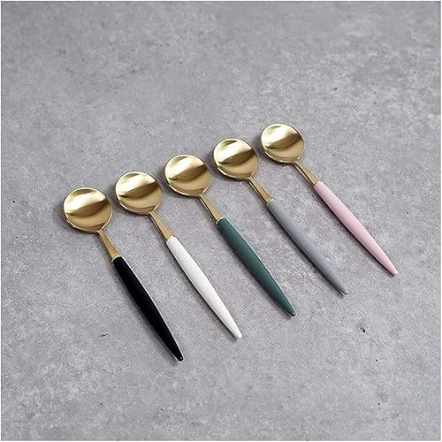 Miniatura 3 de Bogen Eiffel - Juego de cubiertos de acero inoxidable 18/10 de 4 piezas, incluye 2 cucharas de té y 2 tenedores de té (color dorado negro)