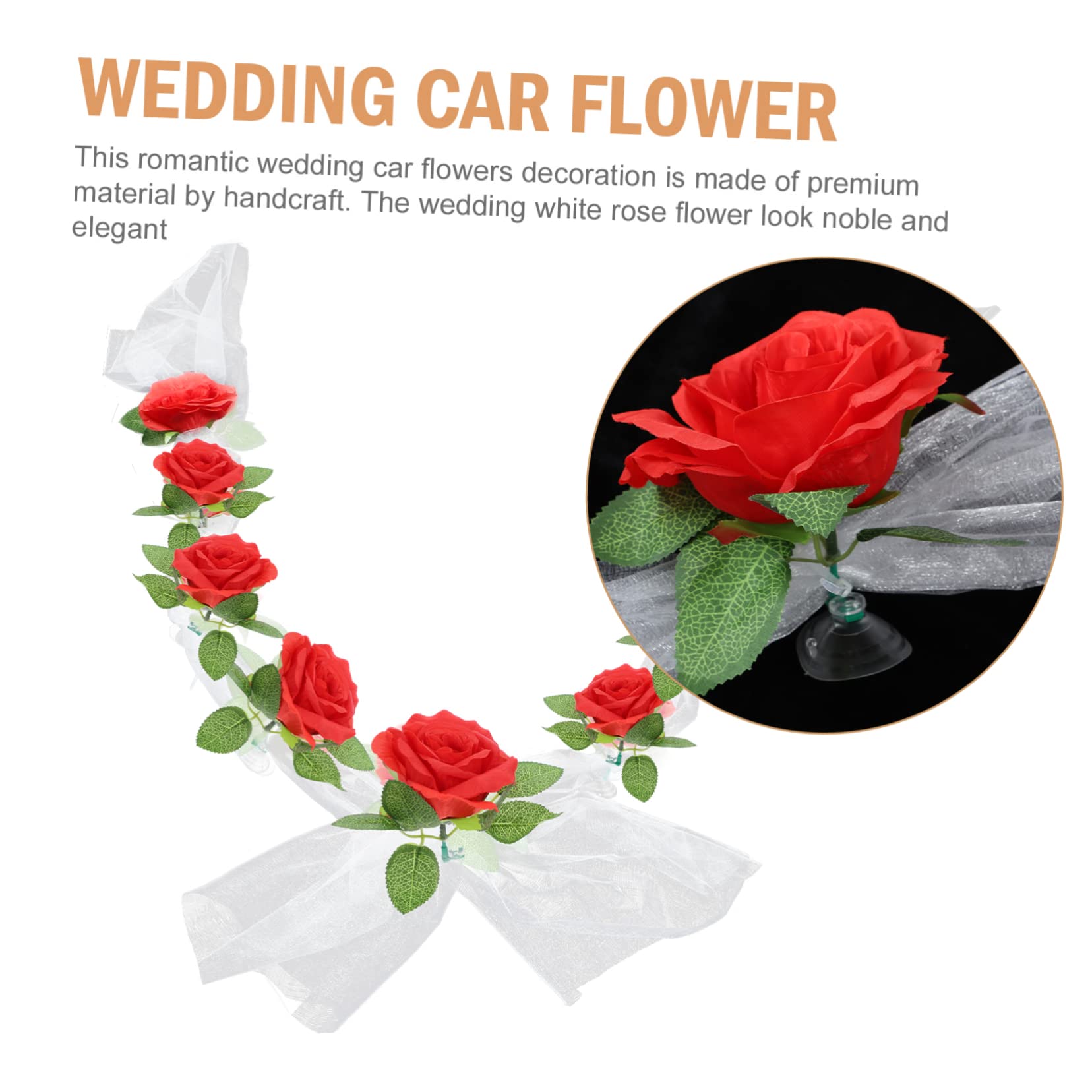 Cabilock 2sätze Kunstrosen Für Hochzeitsauto-Dekoration Weiße Rosen Mit Band Für Hochzeiten Und Valentinstag Hochzeitsdeko Für Auto Und Veranstaltungen