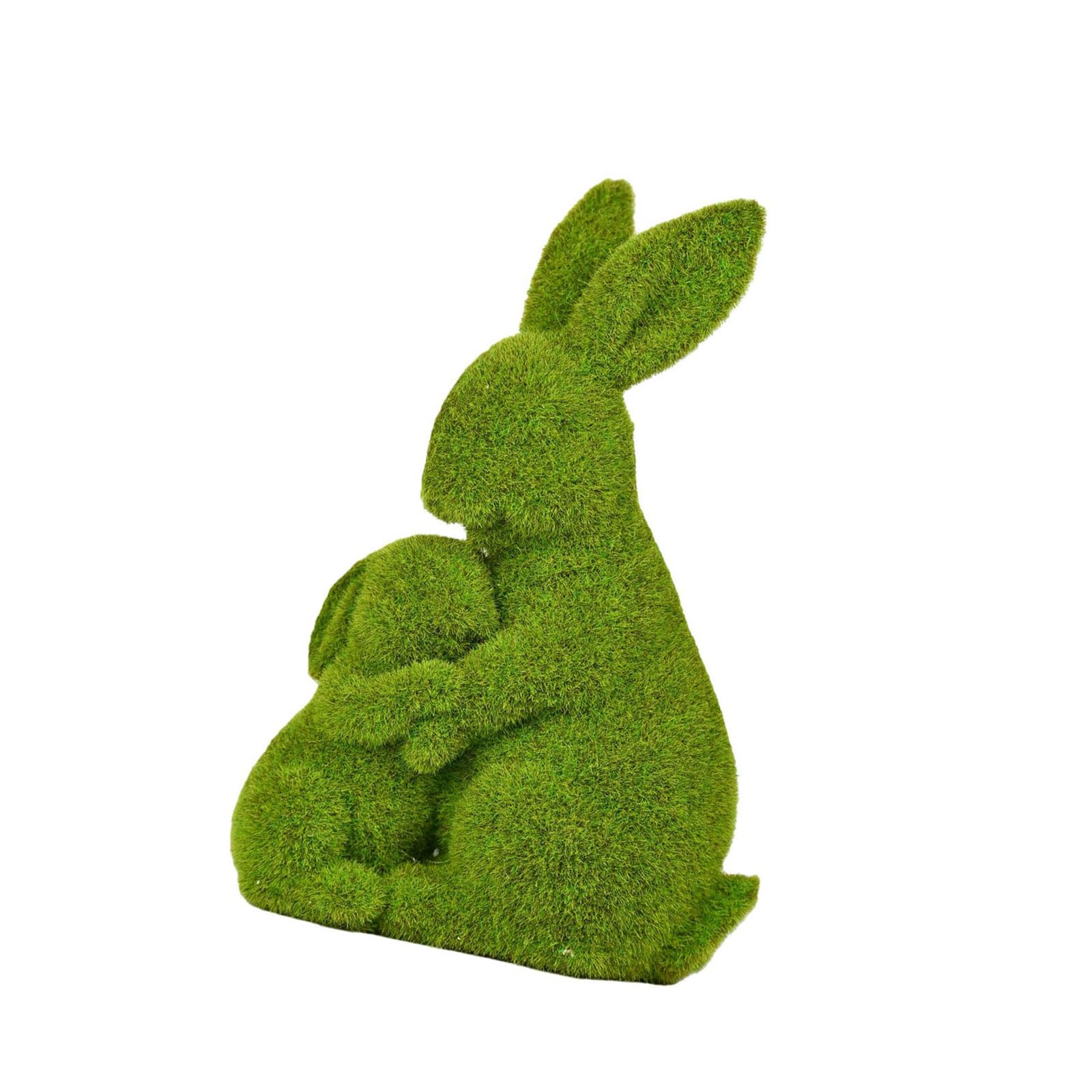 Meiliyizu Flocking Rabbits Resin Ornament Green Bunnies Figurines for Easter Celebration Housewarming Gift Garden Gathering Decorations