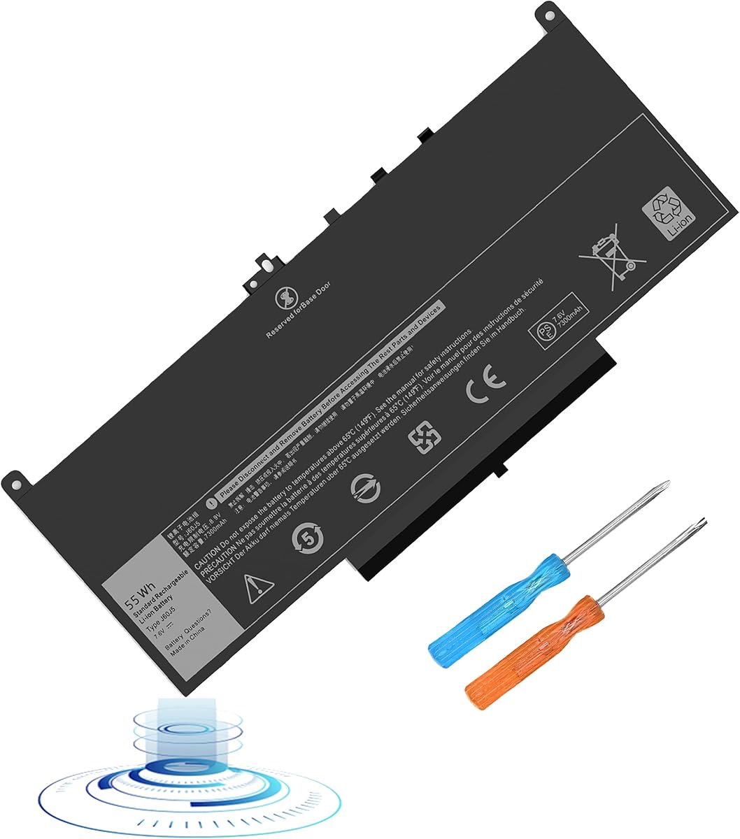 E7470 E7270 J60J5 Battery Replacement for Dell Latitude E7470 E7270 7470 7270 Laptop Battery, Type 1W2Y2 0MC34Y MC34Y R1V85 242WD GG4FM WYWJ2 451-BBSX 451-BBSY 451-BBSU [7.6V /55WH]