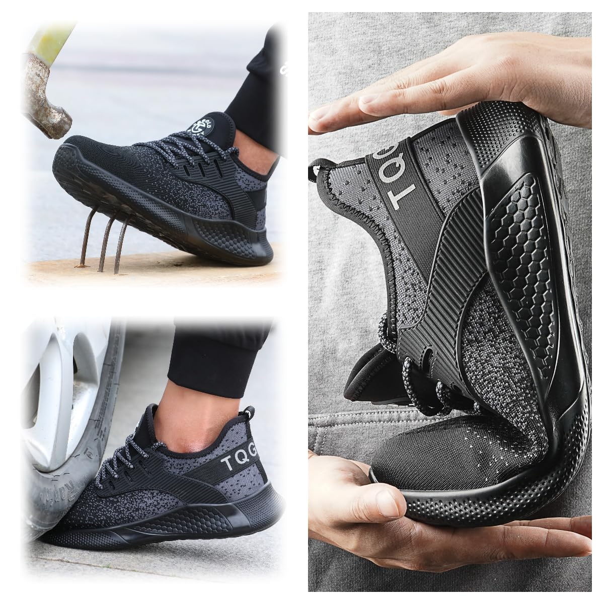 TQGOLD Scarpe Antinfortunistiche Scarpe da Ginnastica Unisex Leggere Antiperforazione Punta in Acciaio Comode Scarpe Sicurezza
