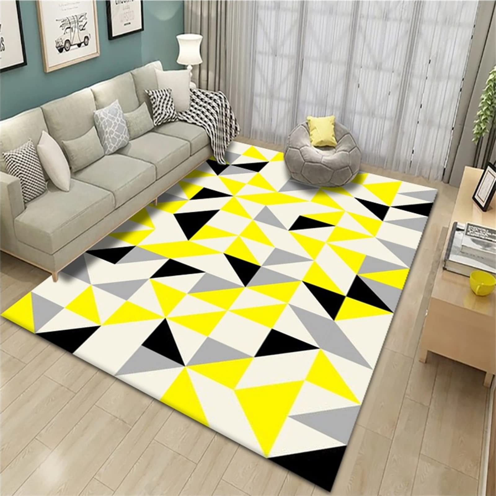 Tapis design salon géométrique pour créer un coin lecture doux