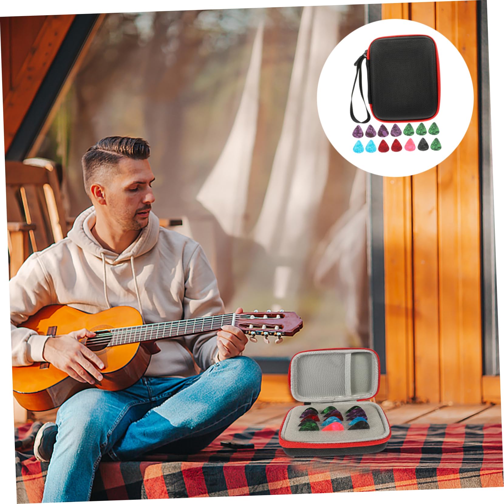 3juegos Púas De Guitarra Eléctrica y Folklórica con Estuche Práctico Accesorios De Guitarra Duraderos Diseño Ergonómico y Superficie Suave para Tacto Cómodo