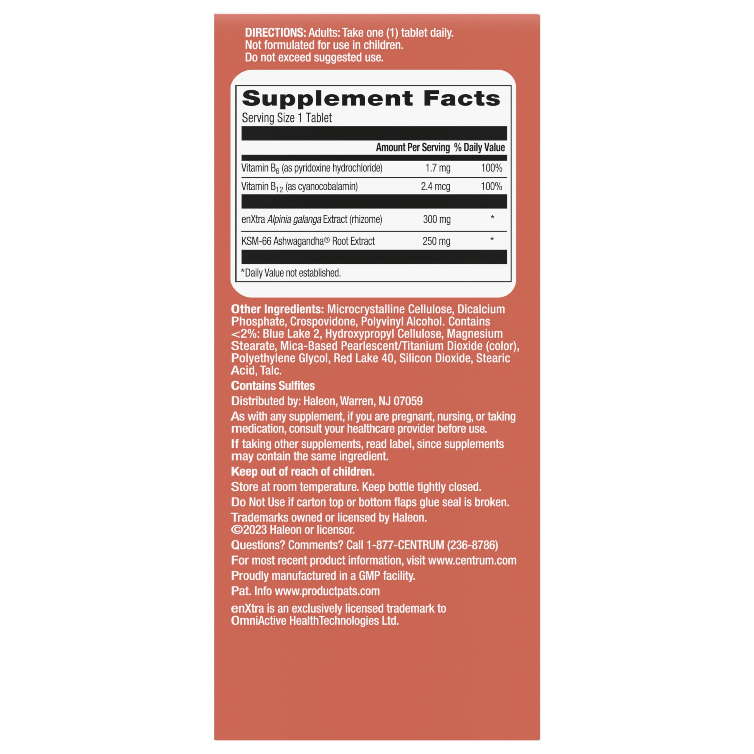 Centrum Clear Mind and Calm Mood Menopause Support Tablets, with Clinically Studied enXtra, 30 Count
