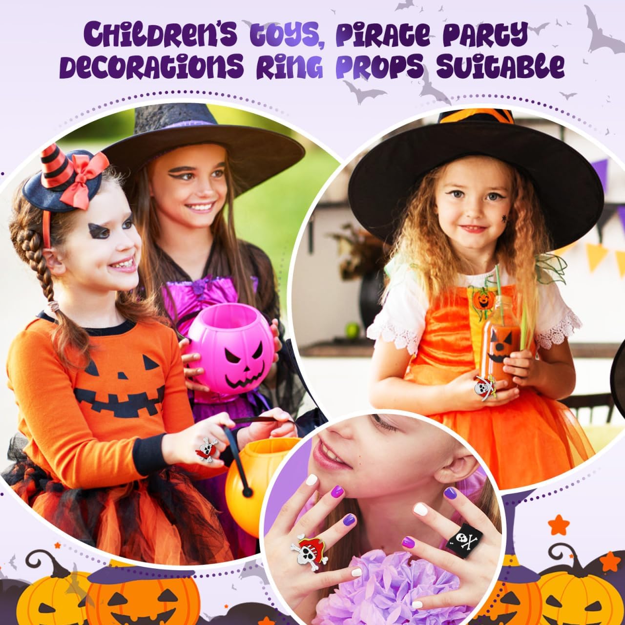BESTOYARD 32 Pack Pirate Rings for Kids, Halloween Rubber Pirate Toy Set | 4 Assorted PVC Jelly Ring Designs for Costumes, Birthday Goodie Bags, Trick or Treat Prizes and Themed Events Party Favors