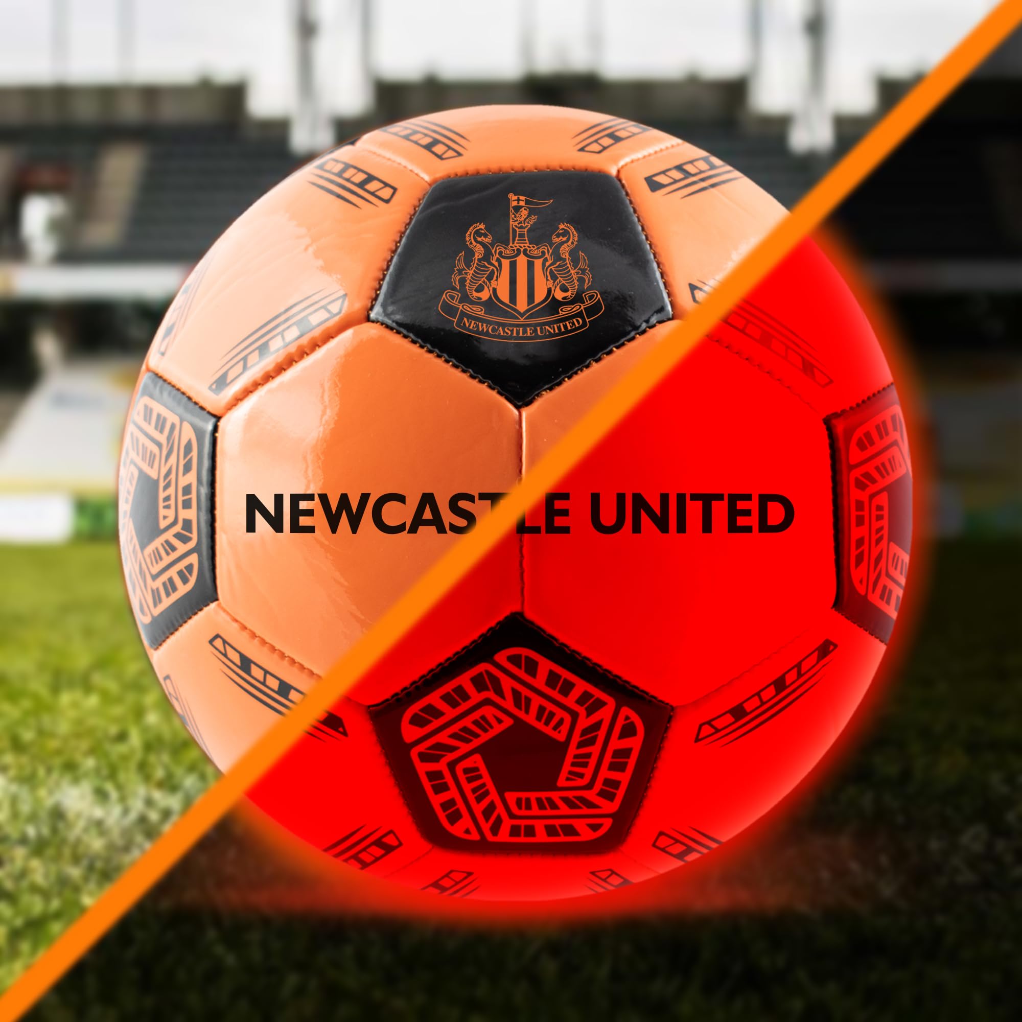 Hy-Pro Arsenal Newcastle United - Balón de fútbol con Luces LED Que Brillan en la Oscuridad, con Apagado automático, Apto para Todas Las Edades