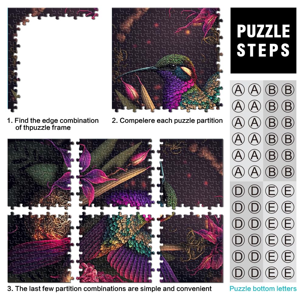 Puzzle 1000 Pezzi, Puzzle per Adulti-Fiore, stelo, viola 70x50cm