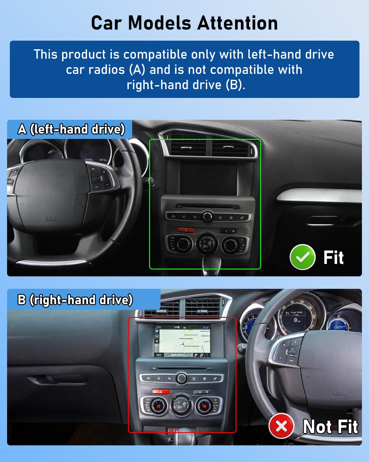 NHOPEEW Autoradio Android 2G+64G pour Citroën C4 II / DS4 / DS4 Crossback 2012-2018, écran Tactile 9 Pouces, CarPlay Android Auto sans Fil, WiFi GPS FM RDS, écran partagé, SWC, caméra arrière AHD
