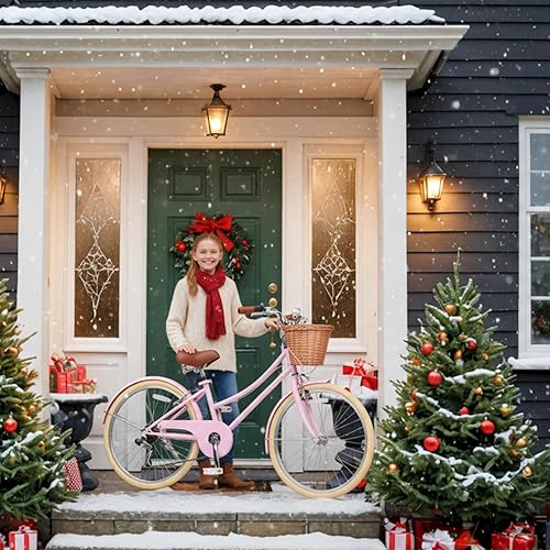 Miniatura 5 de Glerc 20 24 26 Inch Beach Cruiser Bike, 6-Speed Hybrid City Bicycle for Girls Youth and Over 6 Years Old, Missy Bike with Wicker Basket &