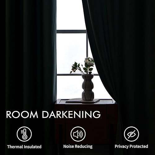 Miniatura 3 de EMEMA Cortinas de terciopelo para sala de estar, 96 pulgadas de largo para oscurecer la habitación, cortinas de ventana con aislamiento térmico para