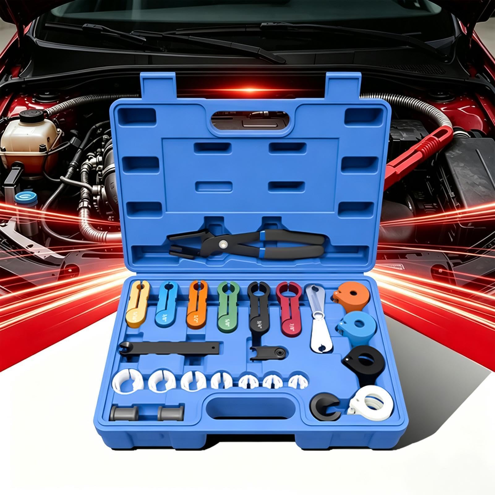 Extractor para líneas de 24 piezas universal liberación rápida portátil | Separador Para Líneas Automotriz para Sistemas de Transmisión en SUV Sedán Pickup Furgonetas
