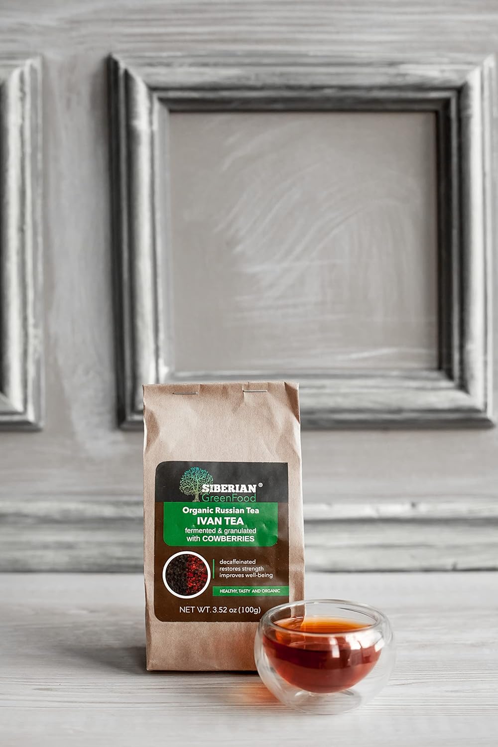 Natural Tea drink based on Ivan Tea and Berries (Set with natural berries: black currant, lingonberry, blueberry, raspberry and sea buckthorn)