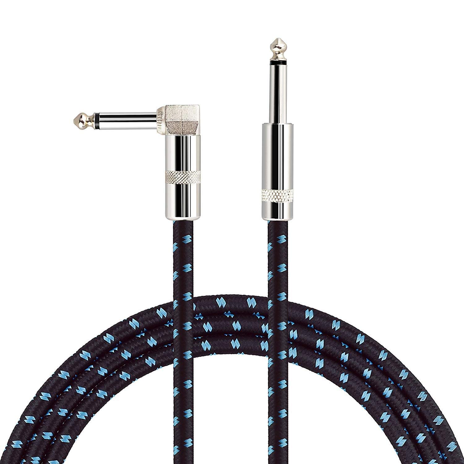 Giant 5M Guitar Cable for Electric Guitar/Bass/Keyboard Professional Instrument Cable with 1/4 Inch (6.35mm) Straight to Right Angle Braided Jacket Cord