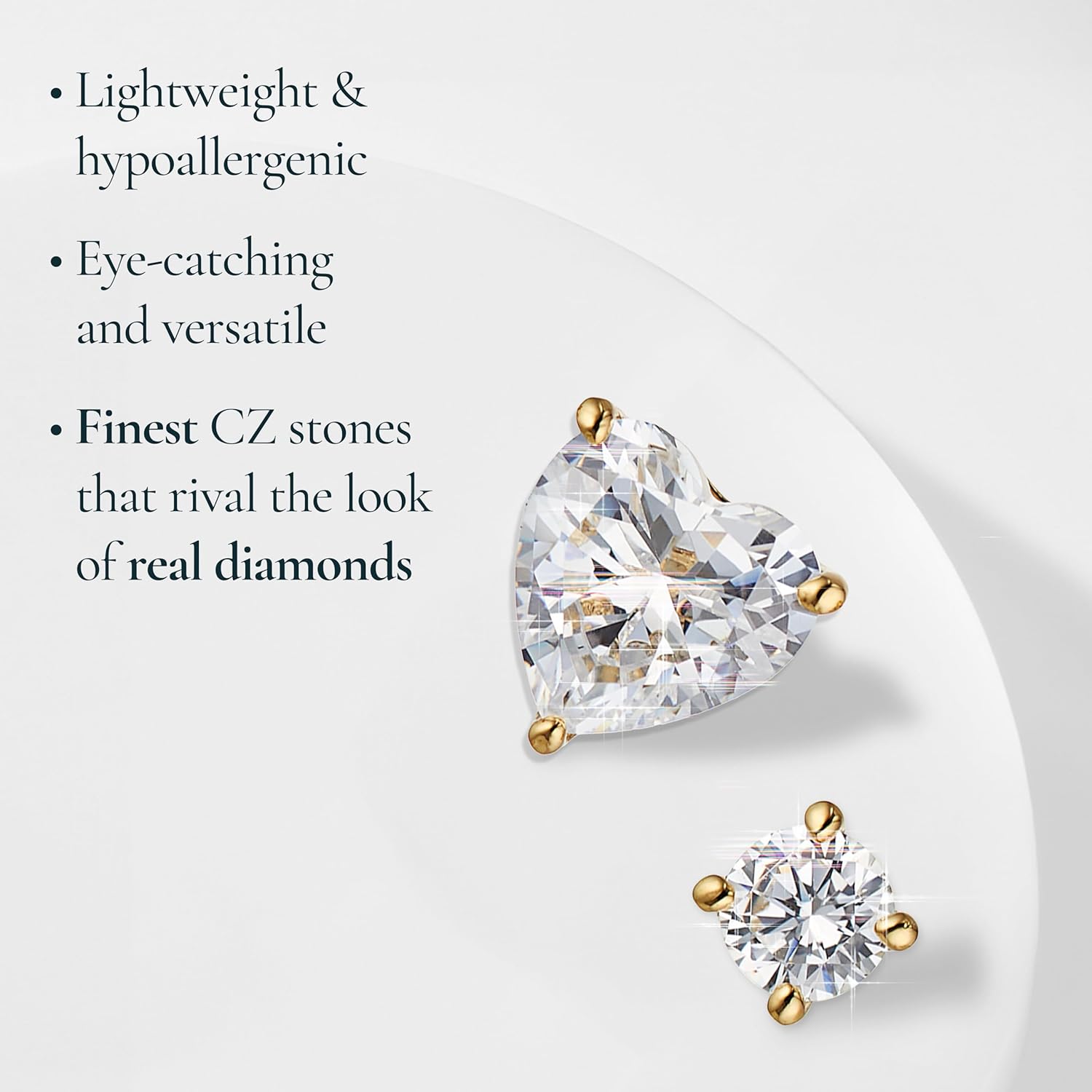 Nadri Heart Stud Earrings - 18K Gold Plated Stud Earrings, Gold Heart Studs, Dainty Gold Earrings, Set of 2, Heart Earrings for Women and Girls - Image 4