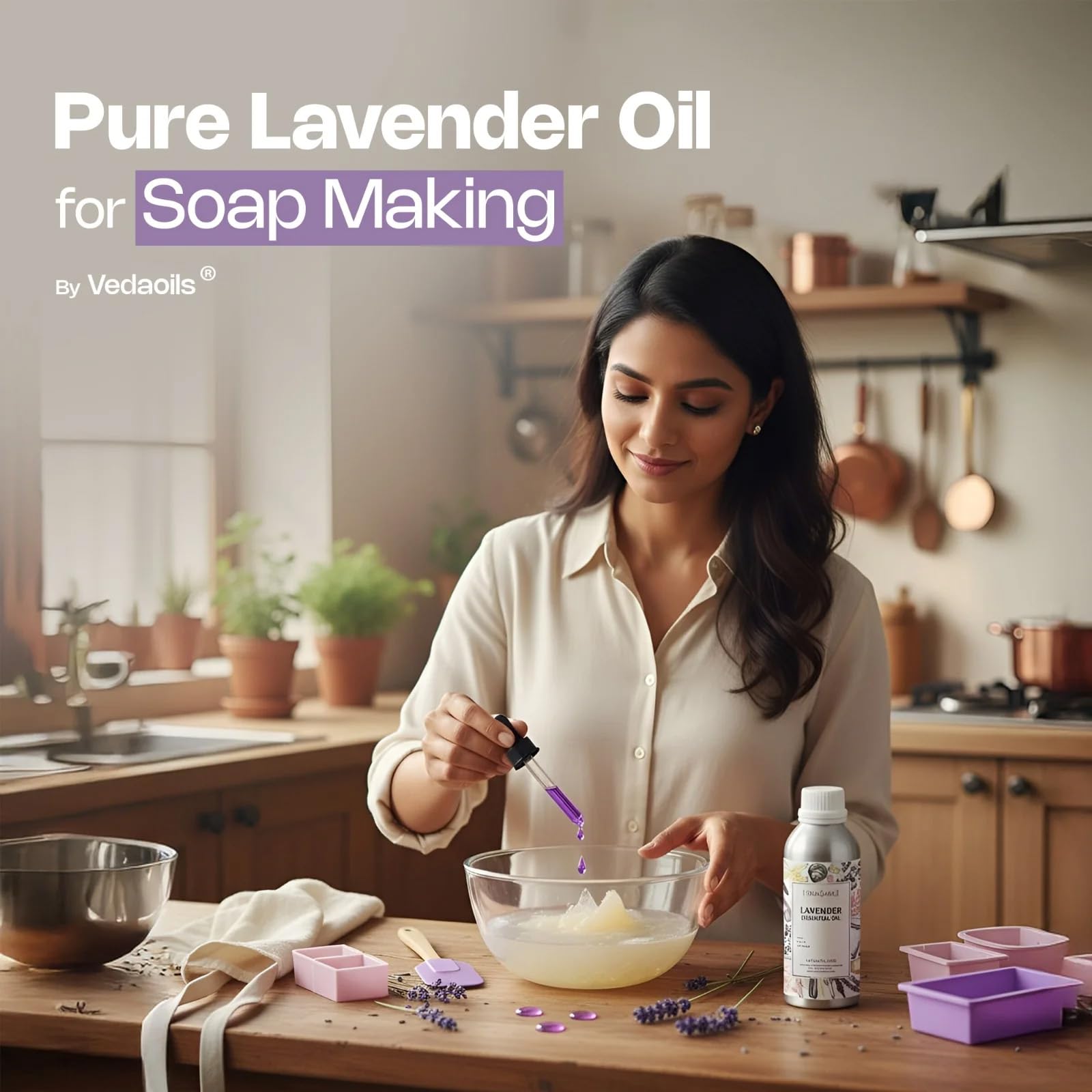 VedaOils Lavender Essential Oil for Relaxation, Sleep & Stress Relief | 100% Pure & Natural Aromatherapy Oil for Diffuser, Skin & Hair Care | Calming Floral Scent - 100ml - Image 7 thumbnail