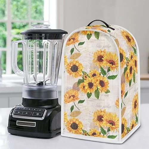 Vista 4 de Cubiertas de licuadora con diseño de poste de girasol, cubierta a prueba de polvo con asa, lavable para cocina, universal, para procesador de Cartel