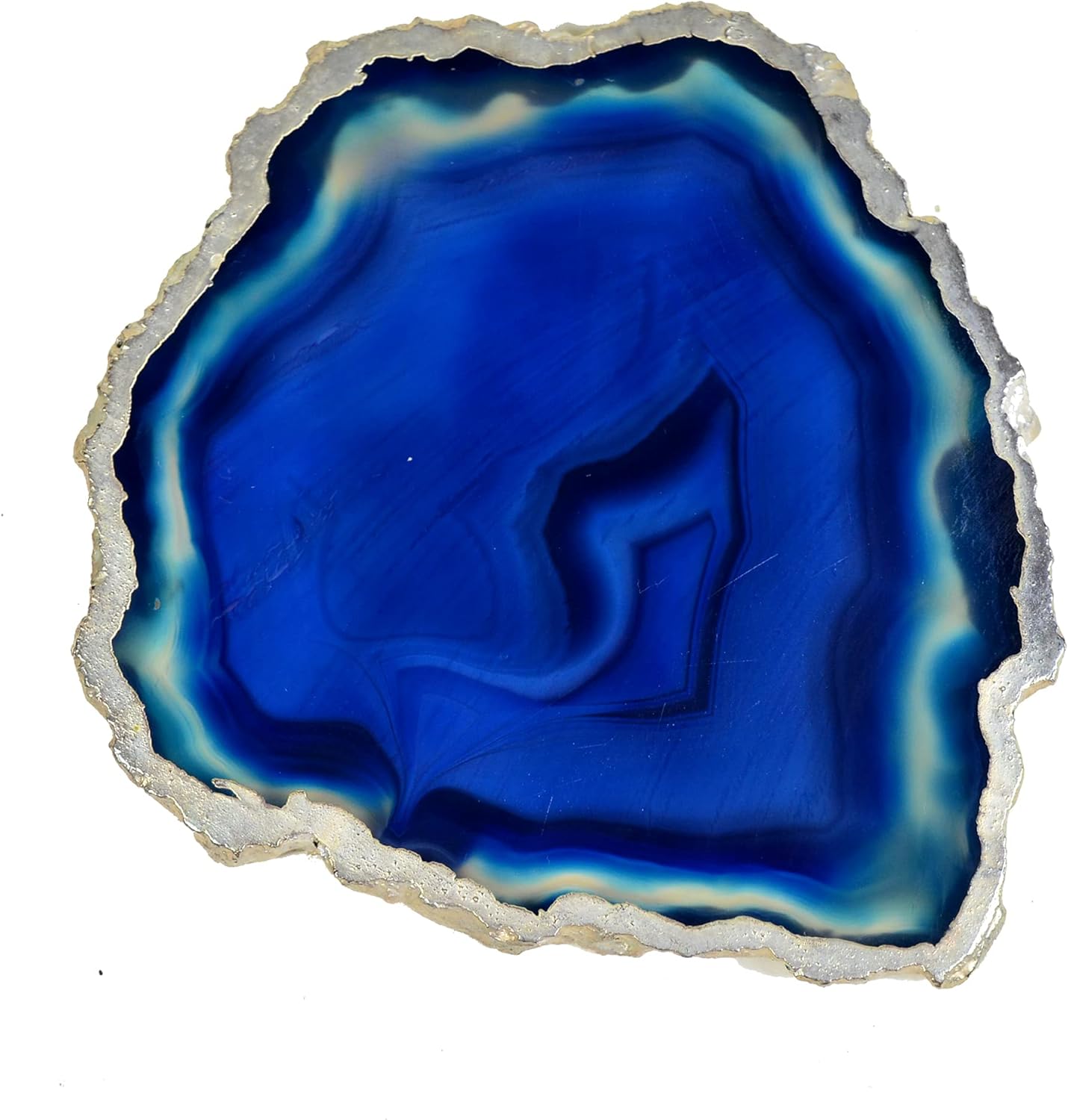 330 Carat Natural Onyx Slice Agate Stalactite Random Shape Blue White Gem Size: 89x82x5mm