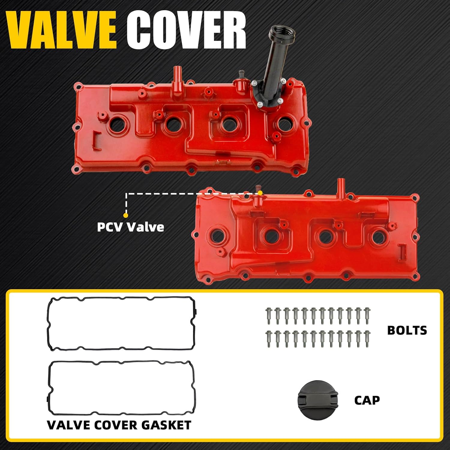Aluminum Valve Cover Set w/Gasket Bolts Compatible with 2007-2017 Nissan Armada NV2500 NV3500 Titan Pathfinder Infiniti QX56 5.6L V8 Replace 13264ZE01A 132647S000