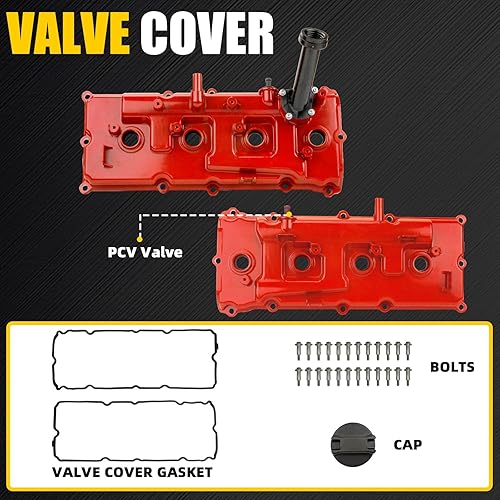 Miniatura 3 de Cubierta de válvula de aluminio con pernos de junta compatible con Nissan Armada Titan Pathfinder QX56 5.6L 2005-2015 Reemplaza piezas 13264-7S010