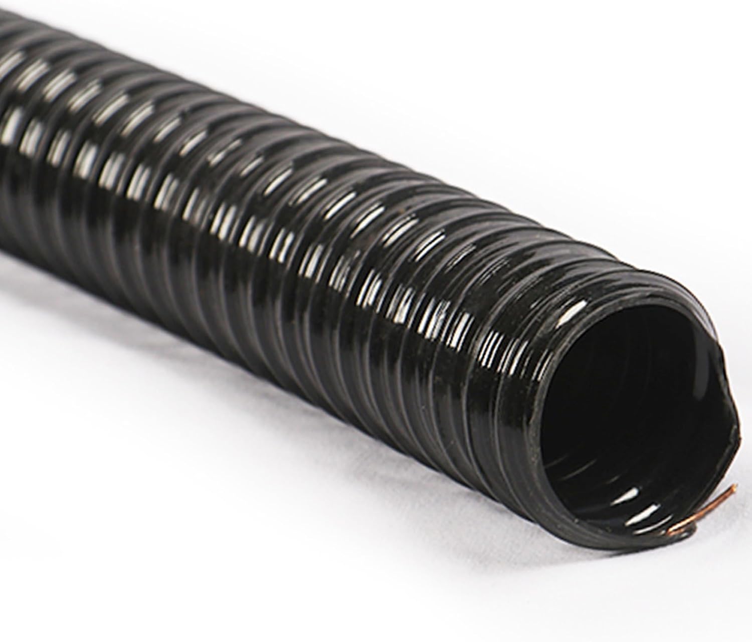 Black Heavy PU Dust Collection Hose Pipe, 0.93(mm) Thick, Puncture Resistant PU Polyurethane Hose with Copper-Plated Steel Wire(220mm)