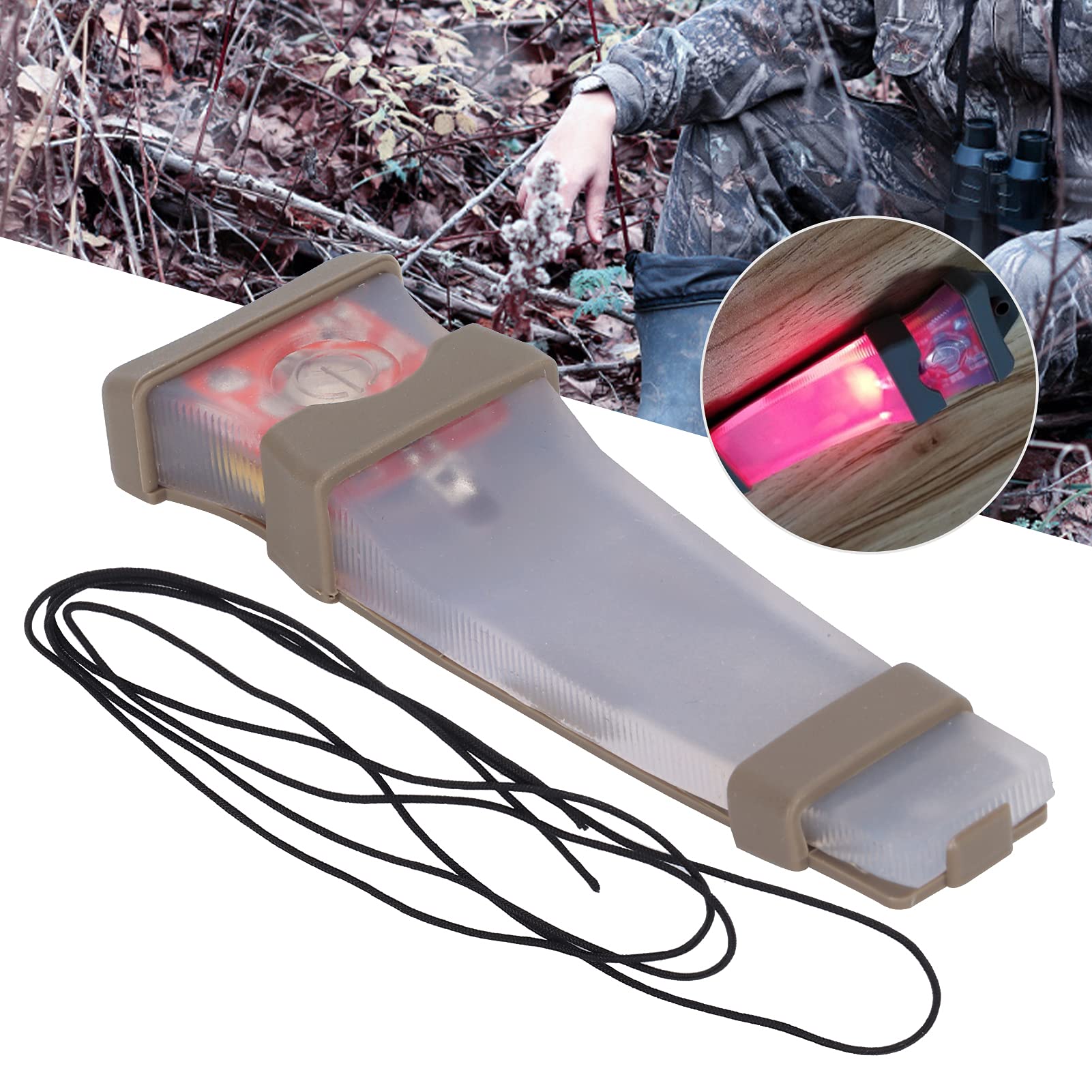Luce di Sicurezza per Casco, Luce di Segnalazione di Sopravvivenza in Silicone con Superficie a Strappo per attività all'aperto(Luce Rossa sul Fondo del Guscio di Sabbia (Rossa))