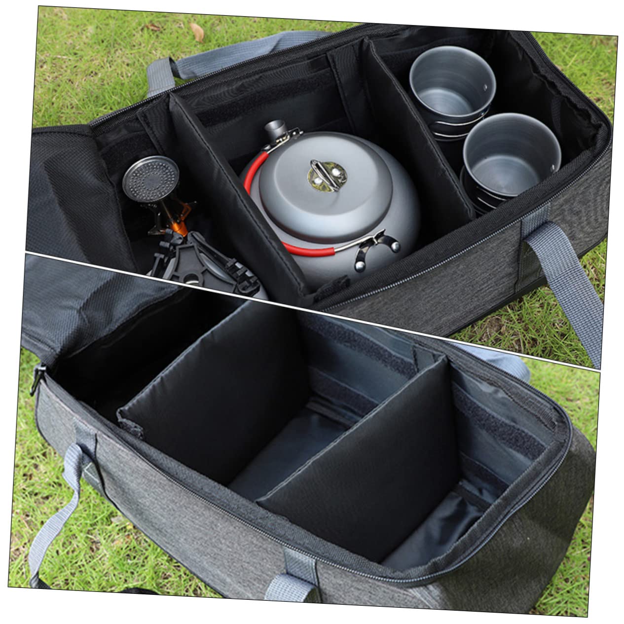 Amosfun Estuche Multifuncional para Utensilios De Cocina Camping, Bolsa para Sartén Resistente, Gran Capacidad, Cremallera y Asa, Adecuado para Almacenamiento y Transporte Exteriores