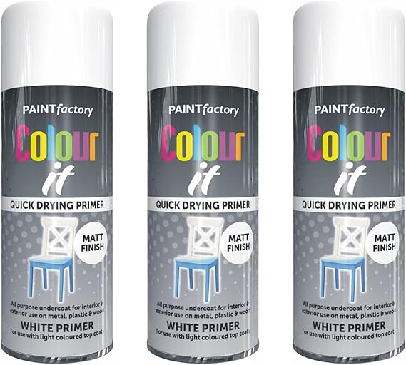 Brilliant White Primer Spray Paint, 3 X 400ML Color It Spray Paint For
