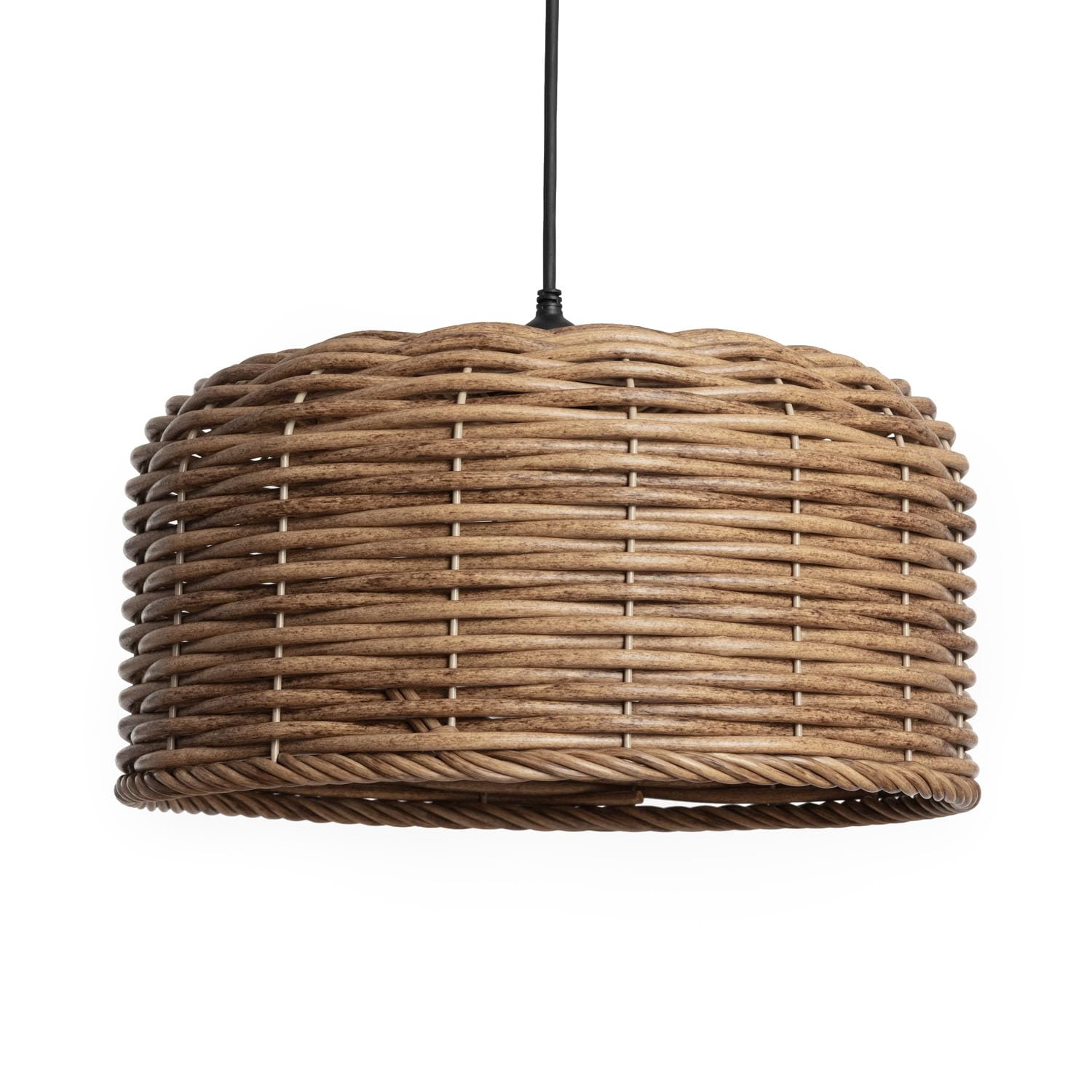 LEDKIA LIGHTING Lámpara Colgante Exterior Efecto Ratán Léa Drum S Natural E27