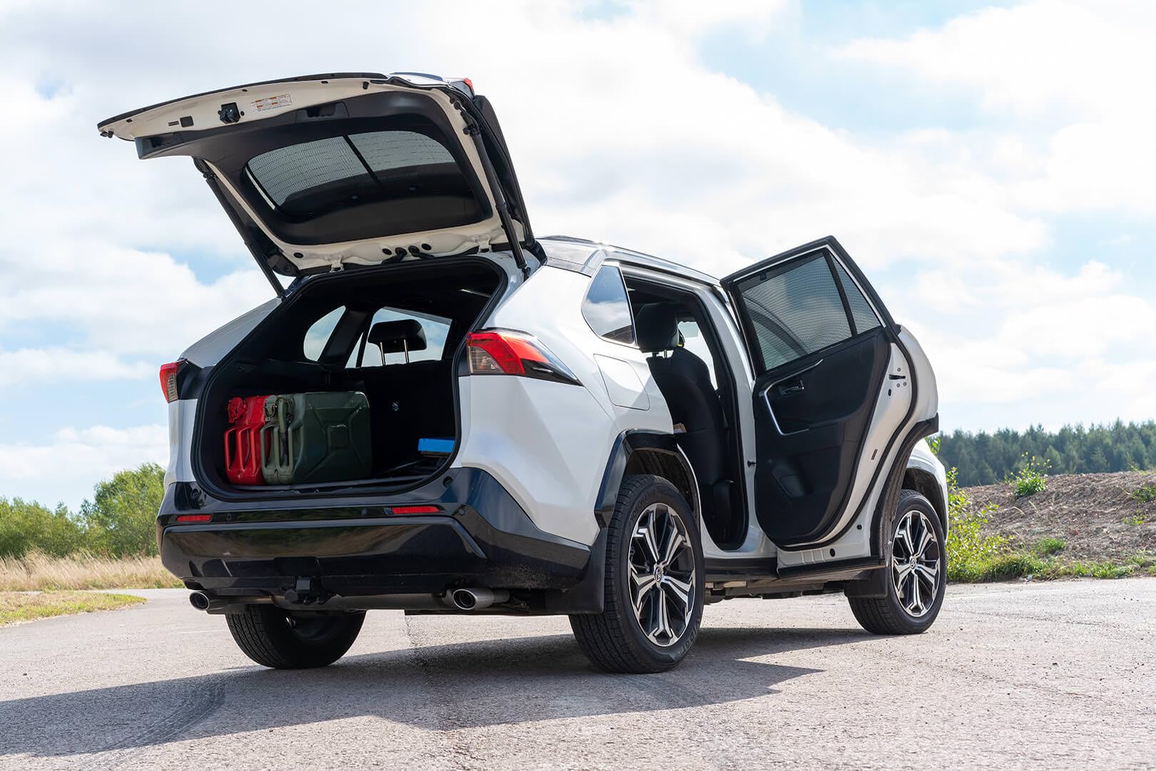 CAR SHADES Juego Compatible con Toyota RAV-4 (5th Gen) 2018- (sin cámara de Marcha atrás) (6-Partes) cortinillas Parasol a Medida