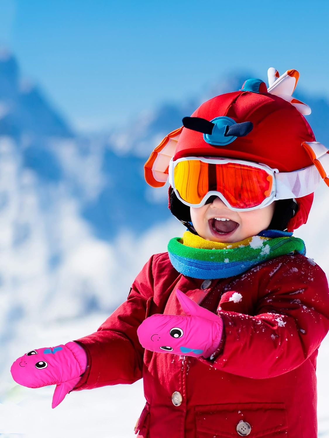 Snow Mittens Winter Ski Mittens Waterproof Warm Cotton-lined Gloves for Kids: Clothing, Shoes & Jewelry