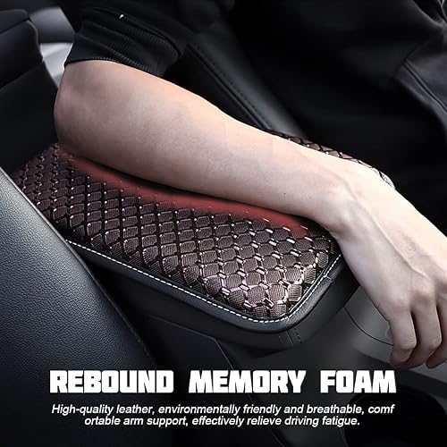 Miniatura 3 de 8sanlione Cojín para consola central de automóvil, 11.8 x 8.3 pulgadas, impermeable, antideslizante, piel sintética, protector de caja de asiento