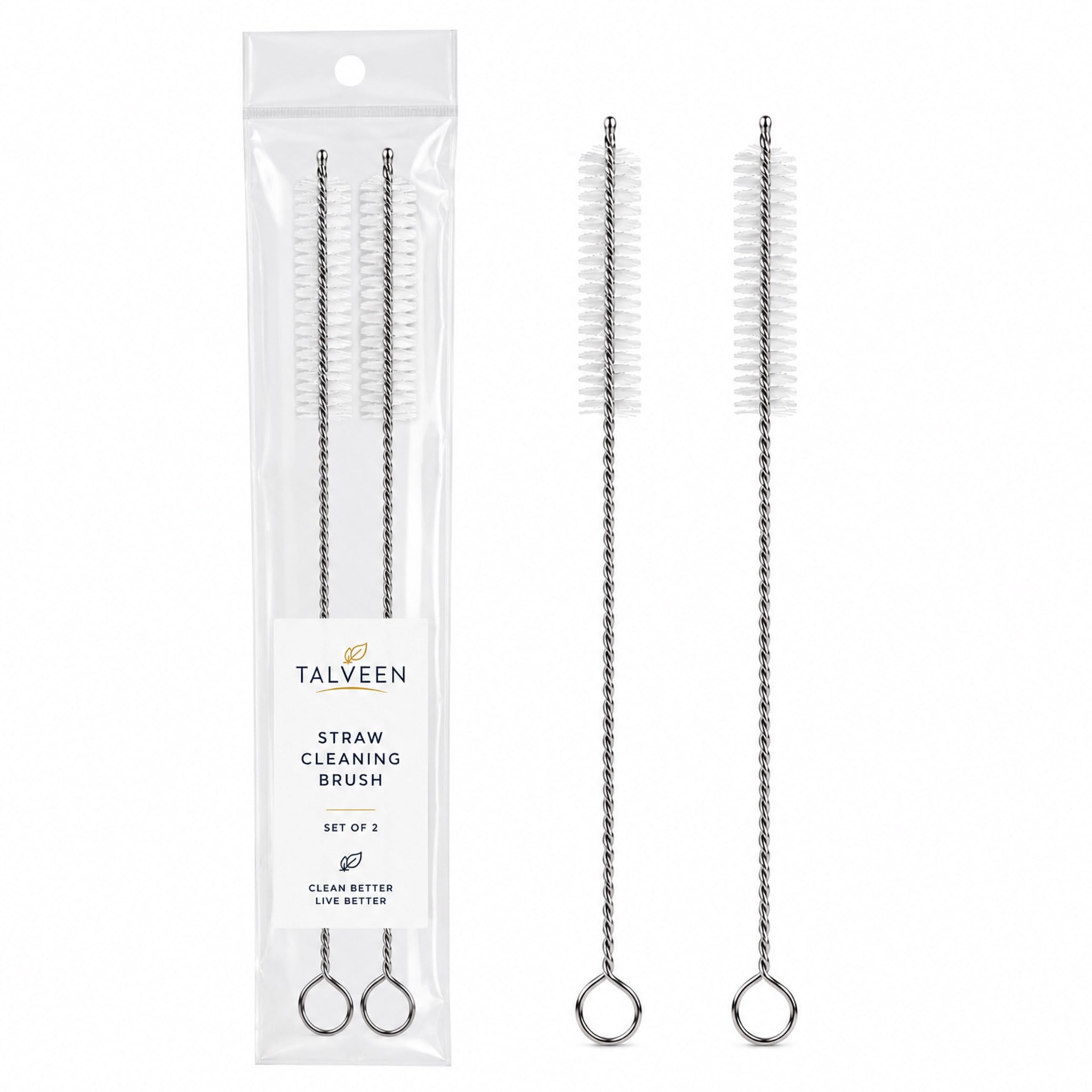 Straw Cleaning Brush Set (2 pcs) Stainless Steel Long Handle Cleaner for Drinking Straws, Bottle, Sipper, Pipe, Tube Brush with Nylon Bristles | Reusable Thin Cleaning Brush for Kitchen & Baby Bottles-image-29