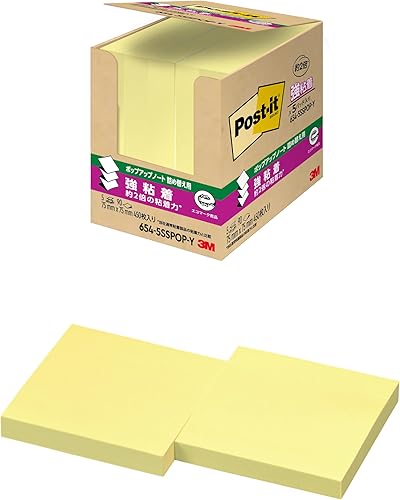 Miniatura 1 de Post-it 654-5SSPOP-Y Strong Adhesive Sticky Notes, Pop-up Notebook, Refill, Yellow, Pack of 5