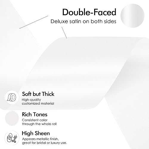 Miniatura 3 de MEEDEE Cinta de satén blanca Lux - Cinta de satén de doble cara de 3 pulgadas, cinta blanca para árbol de Navidad, cinta blanca extra ancha por 10