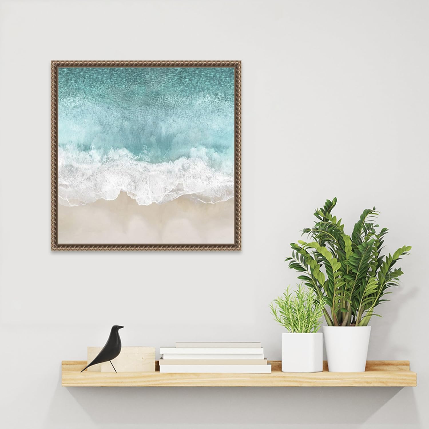 Amanti Art Framed Canvas Wall Art 16x16 Ocean Waves I by Maggie Olsen, Framed Wall Art Canvas, Beach Artwork, Traditional Decor, Small Poster Painting for Living Room, Bedroom, Bathroom, Kitchen,