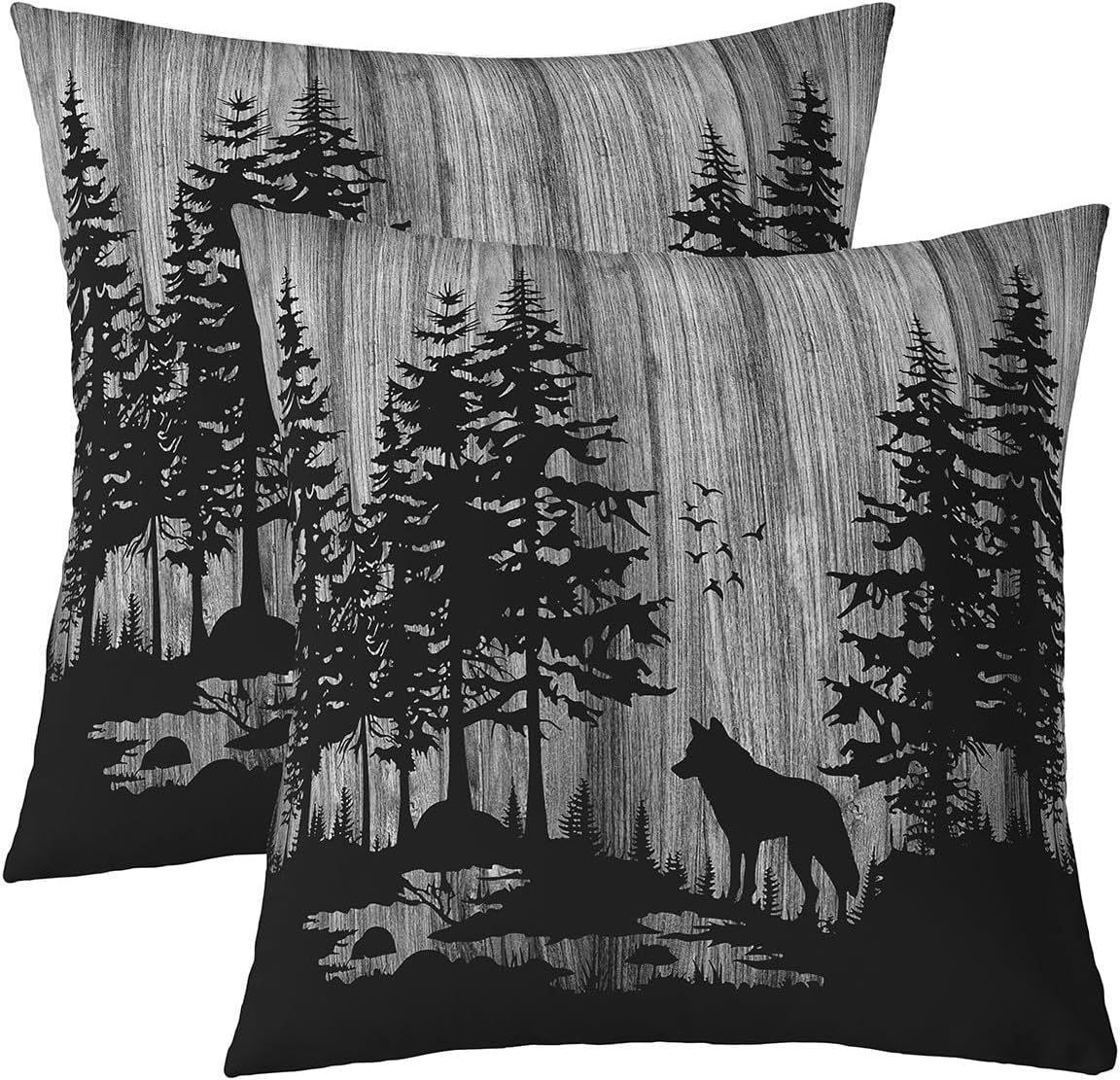 jejeloiu Cute Wolf Pillow Cases Cushion Covers Boys Girls Wolves Howling Throw Pillow Covers 24"x24" Set of 2 Soft For Kids American Flag Animal Wolves Throw Pillowcases Grey Wild Animal Cushion Cases