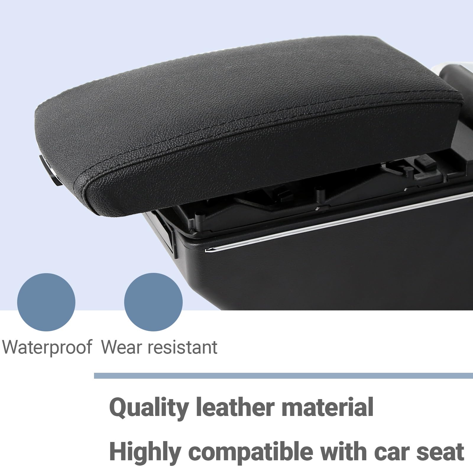 Compatible con Toyota Yaris iA Sedan 2017-2018, reposabrazos de consola central ajustable para coche, cargadores USB duales, parte delantera trasera, soporte de brazo de asiento de coche
