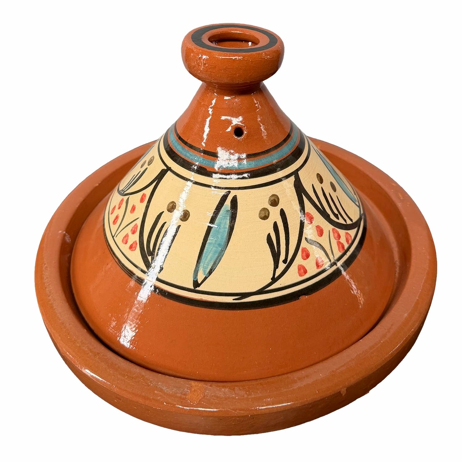 Tajine XL 35 cm Terracotta handbemalt – traditioneller marokkanischer Topf + kostenloses E-Book 0107261103