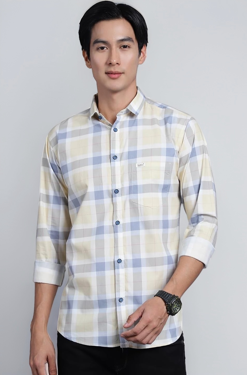 Majestic Man Men Box Checkered Slim Fit Cotton Casual Shirt