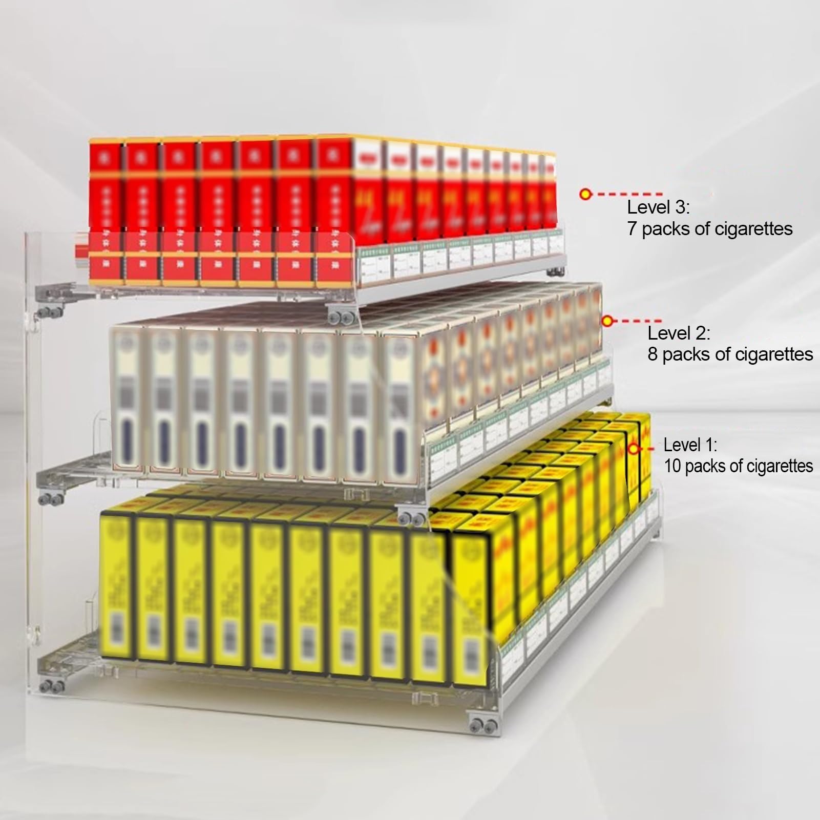 Espositore da parete in acrilico per sigarette e caramelle, vassoio automatico impermeabile a 2-4 livelli, organizer trasparente per negozi, 32,5x29x44,7 cm - Perfetto per minimarket e vetrine.