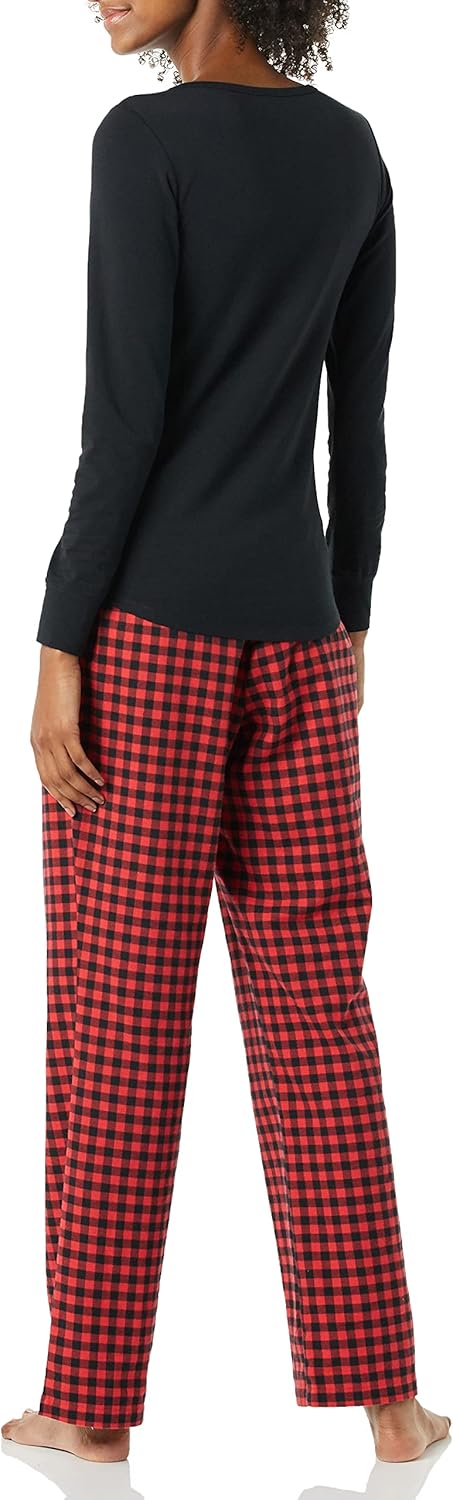 Amazon Essentials Women's Lightweight Flannel Pant and Long-Sleeve T-Shirt Sleep Set - Image 2