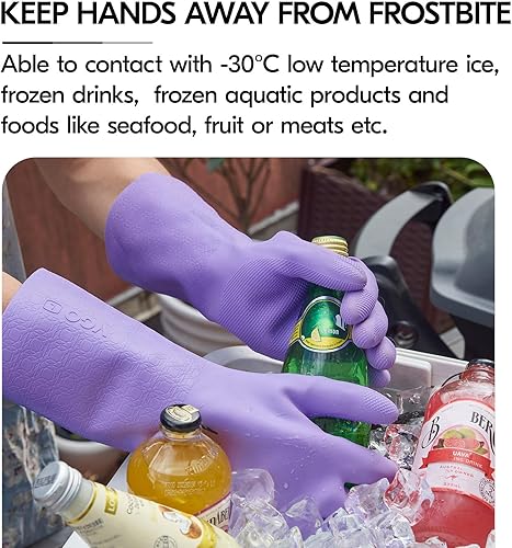 Miniatura 10 de Vgo... Guantes reutilizables para el hogar infundidos con aromas, guantes forrados para lavar platos, guantes de limpieza, mangas largas