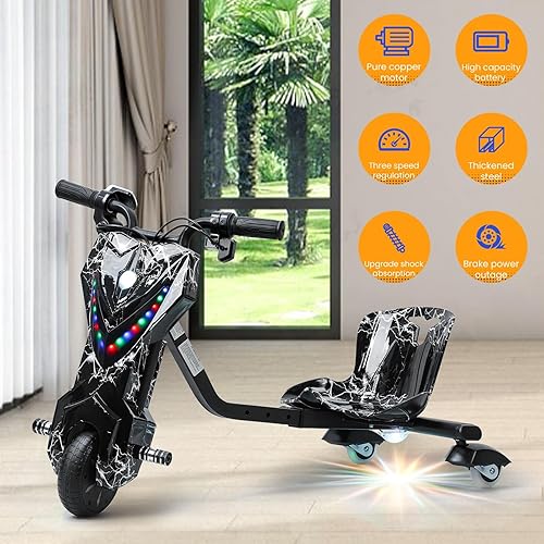 Miniatura 4 de Drift Kart, triciclos de paseo para niños, triciclo de deriva de rueda grande para mayores de 8 años, triciclo para niños con asiento ajustable